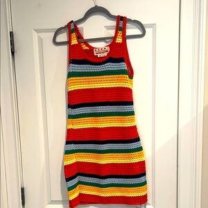 Marni Red and Yellow Sheath Dress Sleeveless Halter Casual
